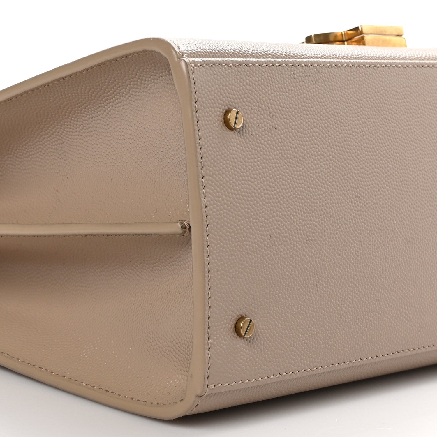 Saint Laurent Grain de Poudre Medium Classic Monogram Cassandra Top Handle Dark Beige 8 of 10