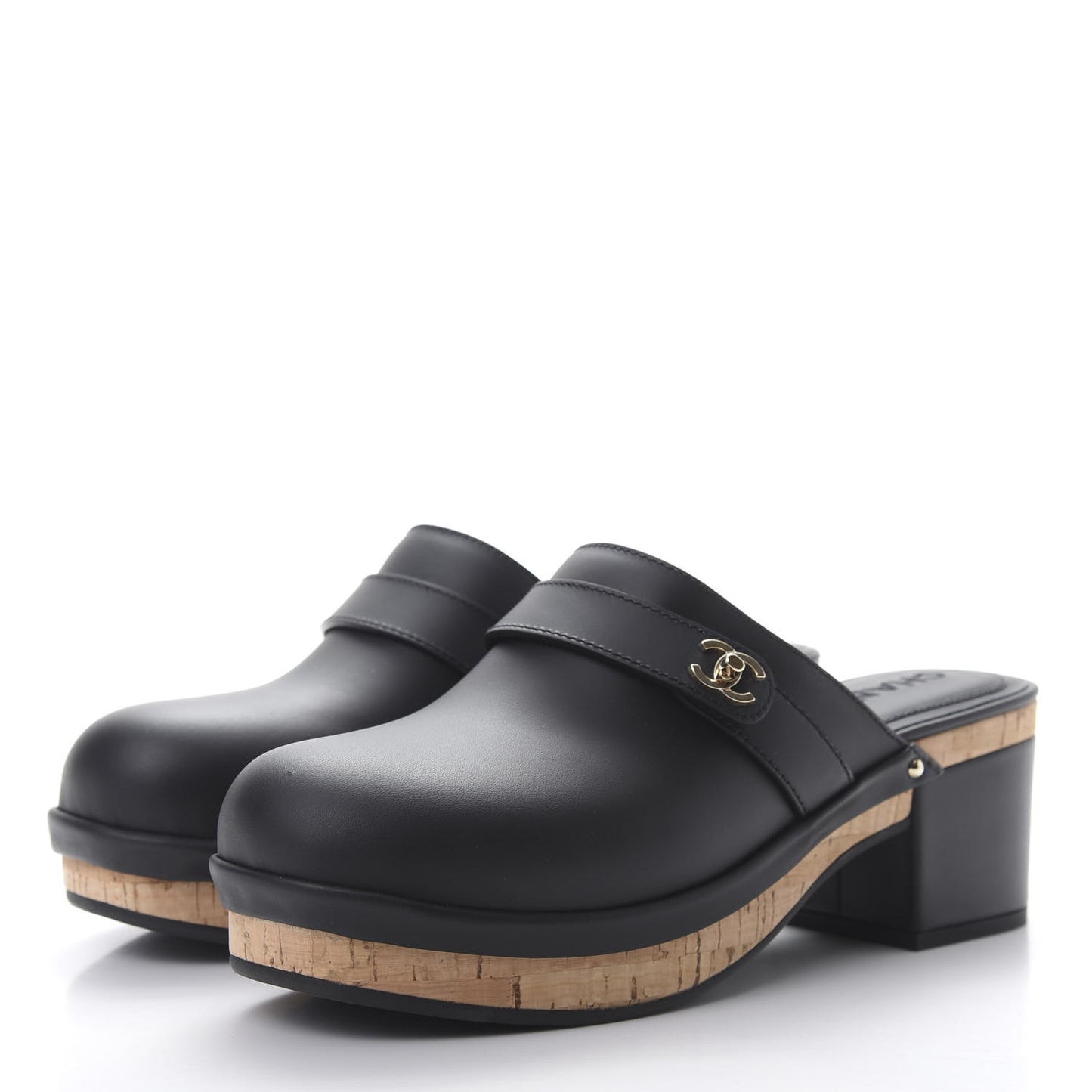 Calfskin CC Turn Lock Clogs 40 Black