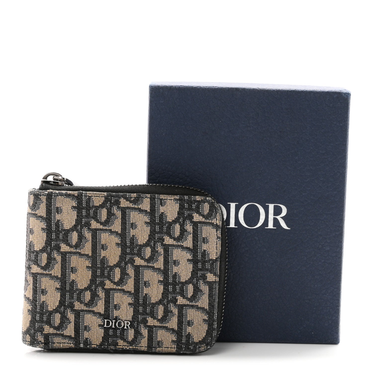 Christian Dior Oblique Compact Zipped Wallet Blue Multicolor 9 of 9