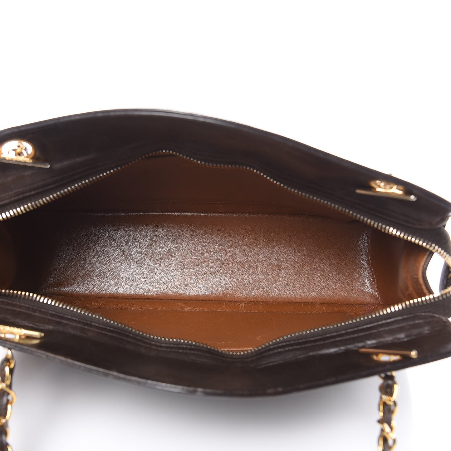 Lambskin Quilted Shoulder Bag Dark Brown