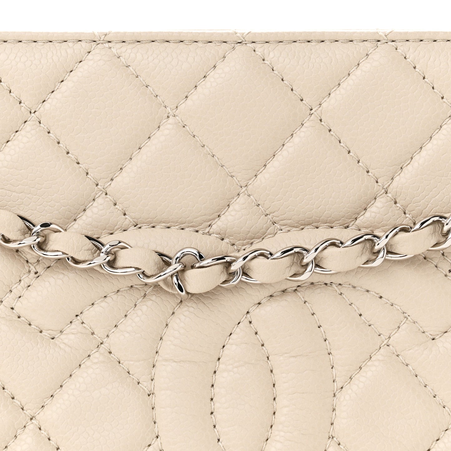 Caviar Quilted Timeless CC Shopping Tote Beige Clair