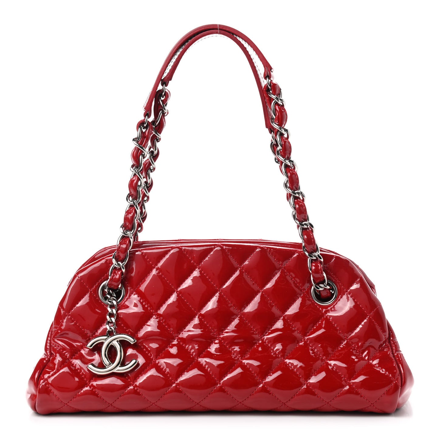 Patent Quilted Small Just Mademoiselle Bowling Bag Red