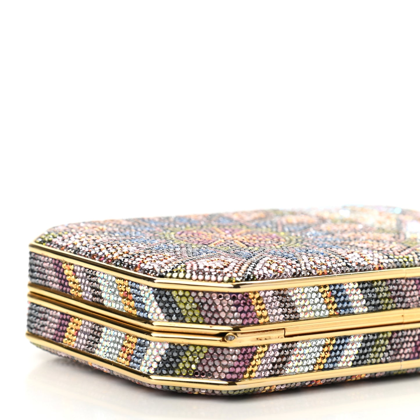 Swarovski Crystal Minaudiere Clutch Gold Multicolor