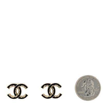 Chanel Enamel CC Baroque Earrings Black Gold 2 of 4