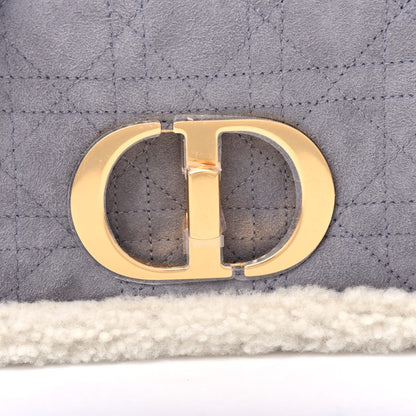 Christian Dior Shearling Sheepskin Wool Cannage Small Caro Bag Gray 9 of 9