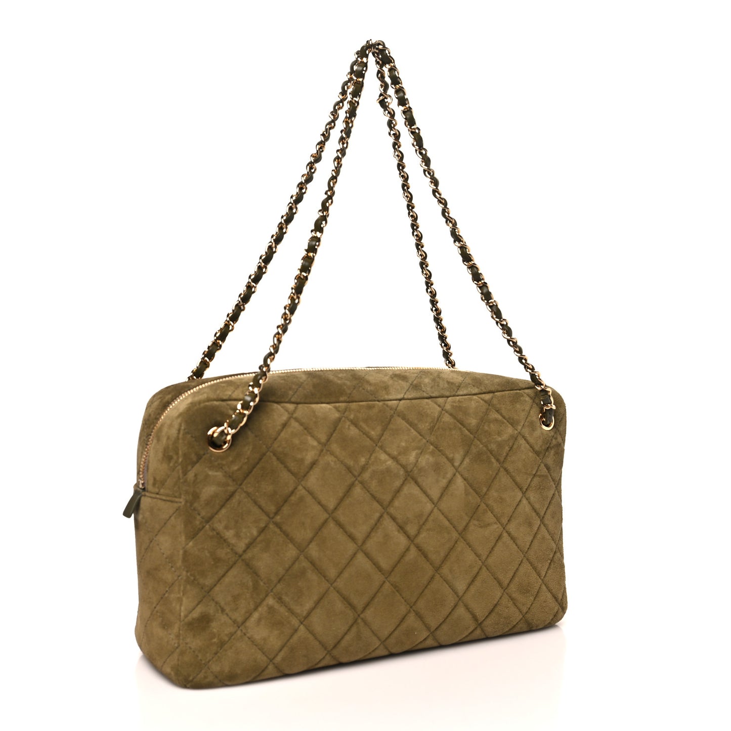 Suede Calfskin Quilted Camerissimo Camera Case Dark Khaki