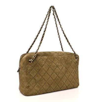 Chanel Suede Calfskin Quilted Camerissimo Camera Case Dark Khaki 2 of 10