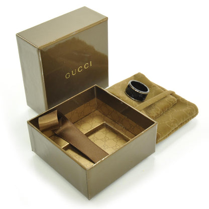Gucci Black Synthetic Corundum 18K White Gold 12mm Icon Band Ring 21 9 3 of 7