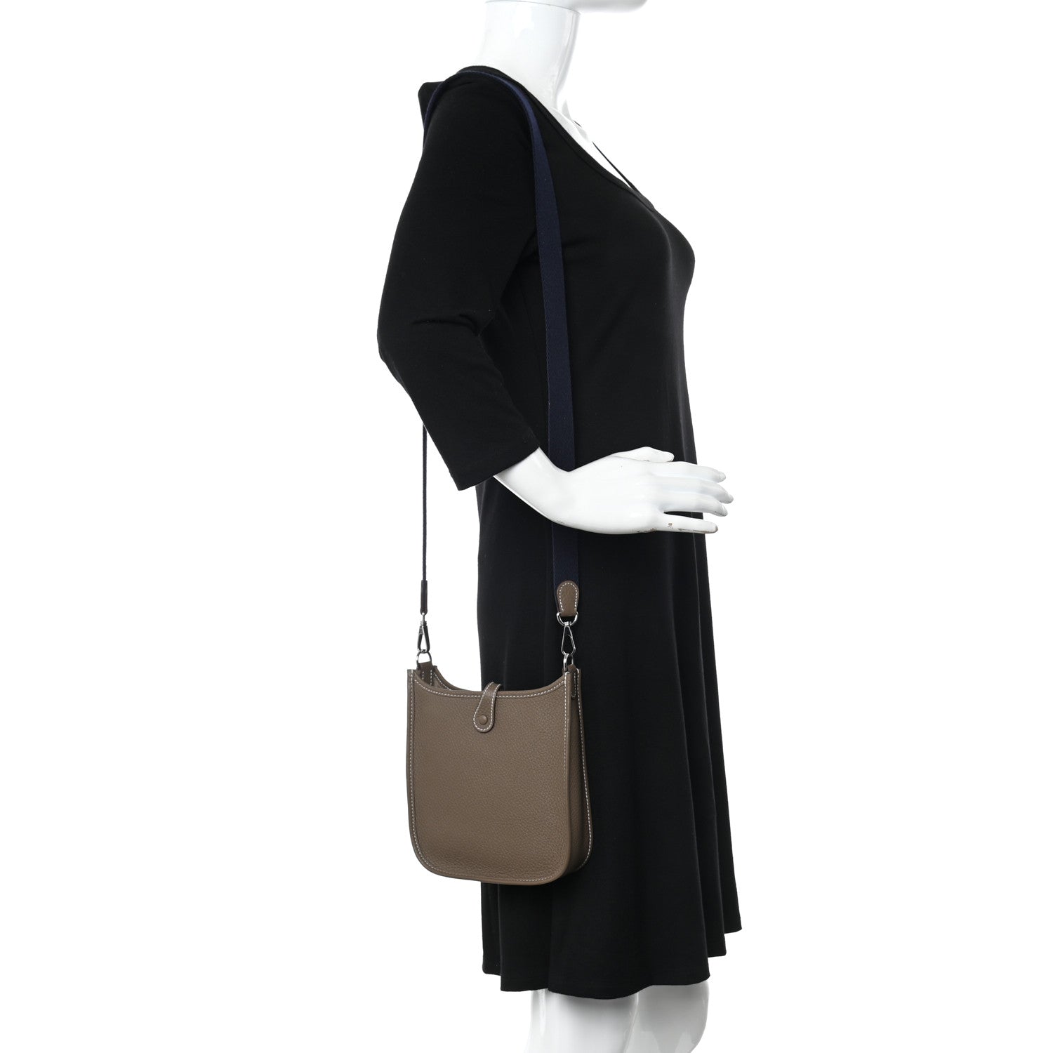 Hermes Taurillon Clemence Amazone Evelyne TPM Etoupe Bleu Indigo 2 of 12