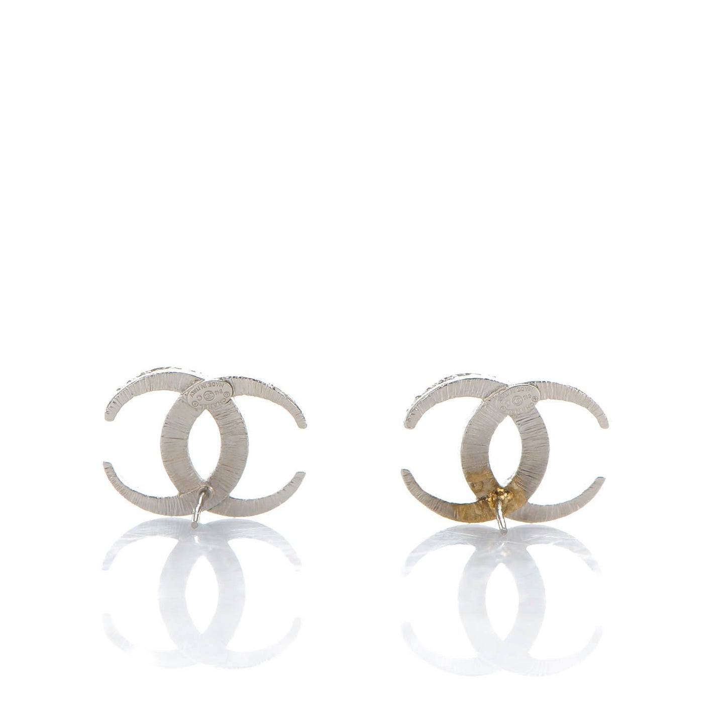 Crystal CC Moon Earrings Silver