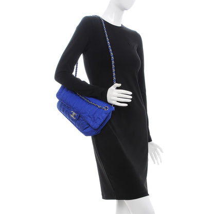 Chanel Nylon Vertical Quilted Jumbo Flap Cobalt Blue 2 of 9