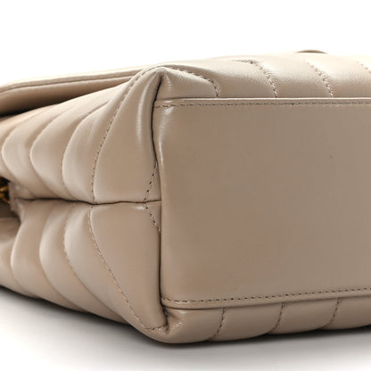 Saint Laurent Calfskin Y Quilted Monogram Small Loulou Chain Satchel Dark Beige 8 of 9