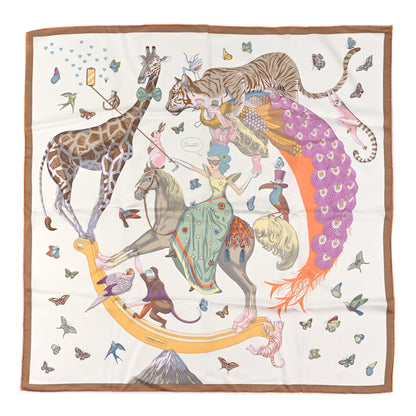 Hermes Silk Hermes Story Scarf 90 White Beige Multicolor 1 of 3