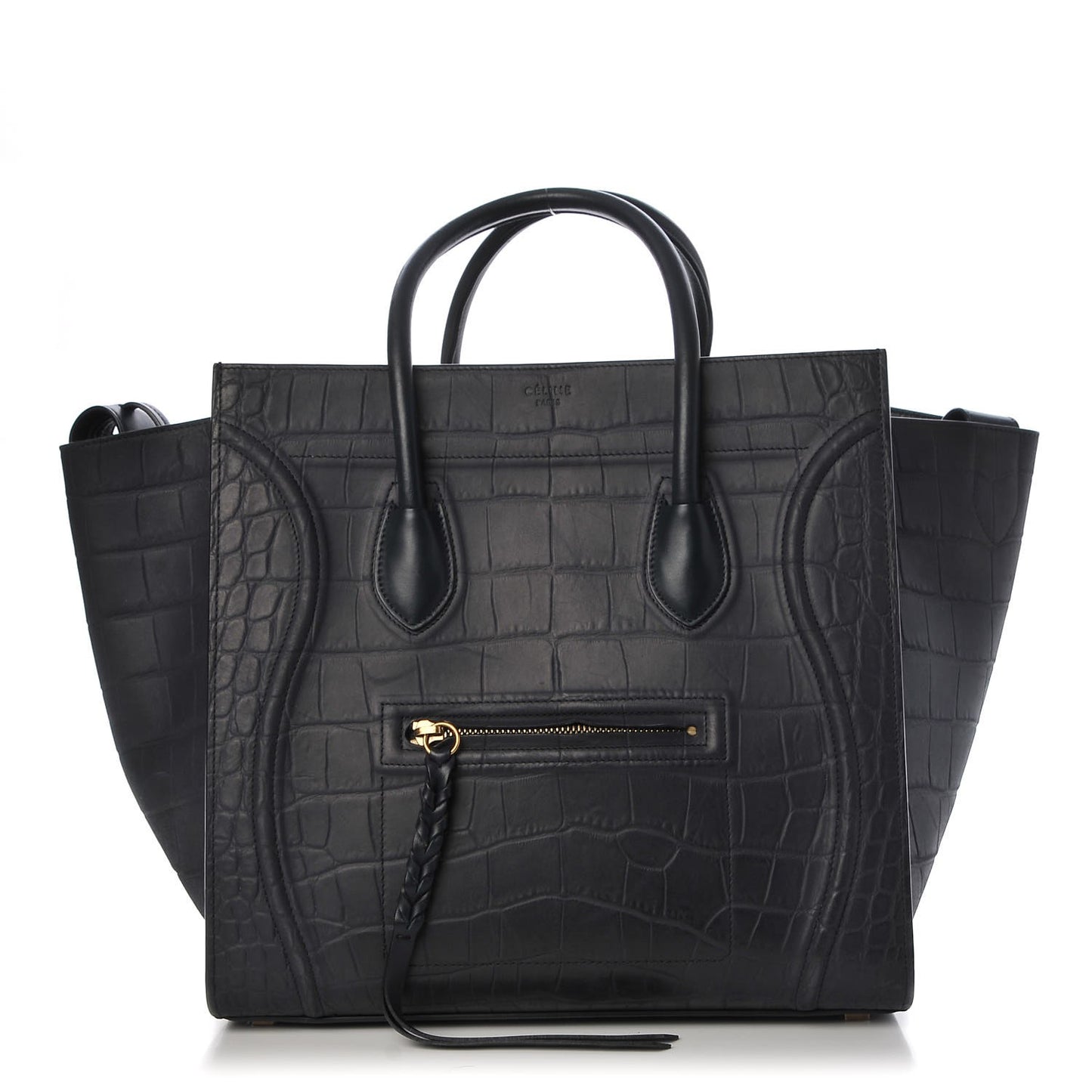Crocodile Embossed Nubuck Medium Phantom Luggage Navy Blue