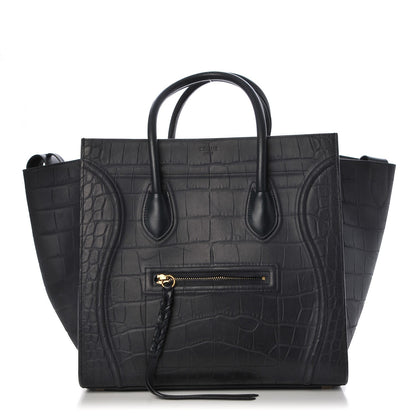 Celine Crocodile Embossed Nubuck Medium Phantom Luggage Navy Blue 1 of 10