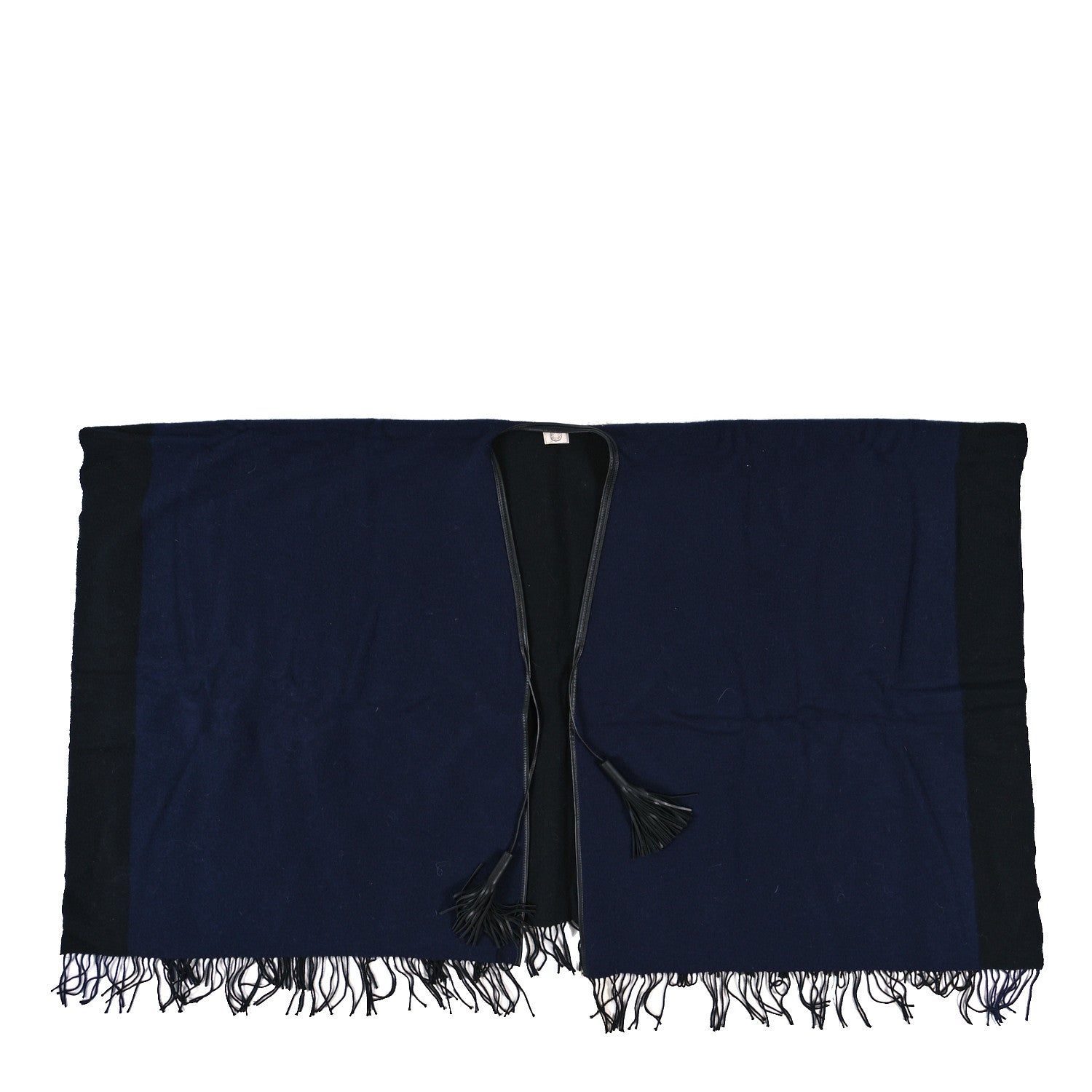 Hermes Wool Cashmere Alamo Poncho Blue Black 1 of 3