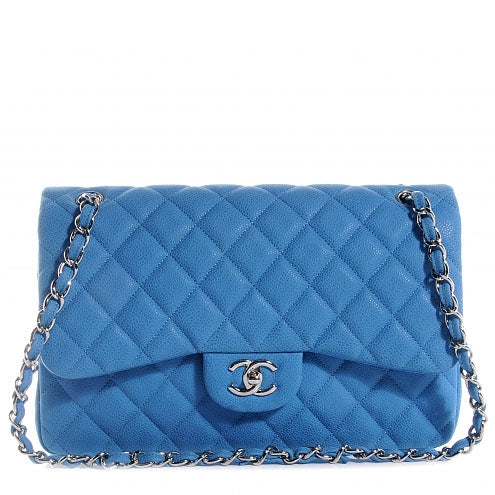 Chanel Iridescent Caviar Jumbo Double Flap Blue 1 of 8