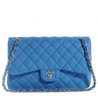 Chanel Iridescent Caviar Jumbo Double Flap Blue 1 of 8