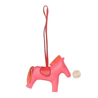 Hermes Milo Lambskin Grigri Rodeo Horse Bag Charm GM Rose Azalee Orange Poppy Rose Indien 2 of 6