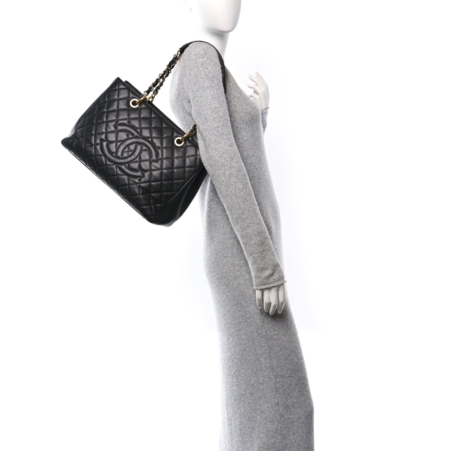 Caviar Quilted Grand Shopping Tote GST Black