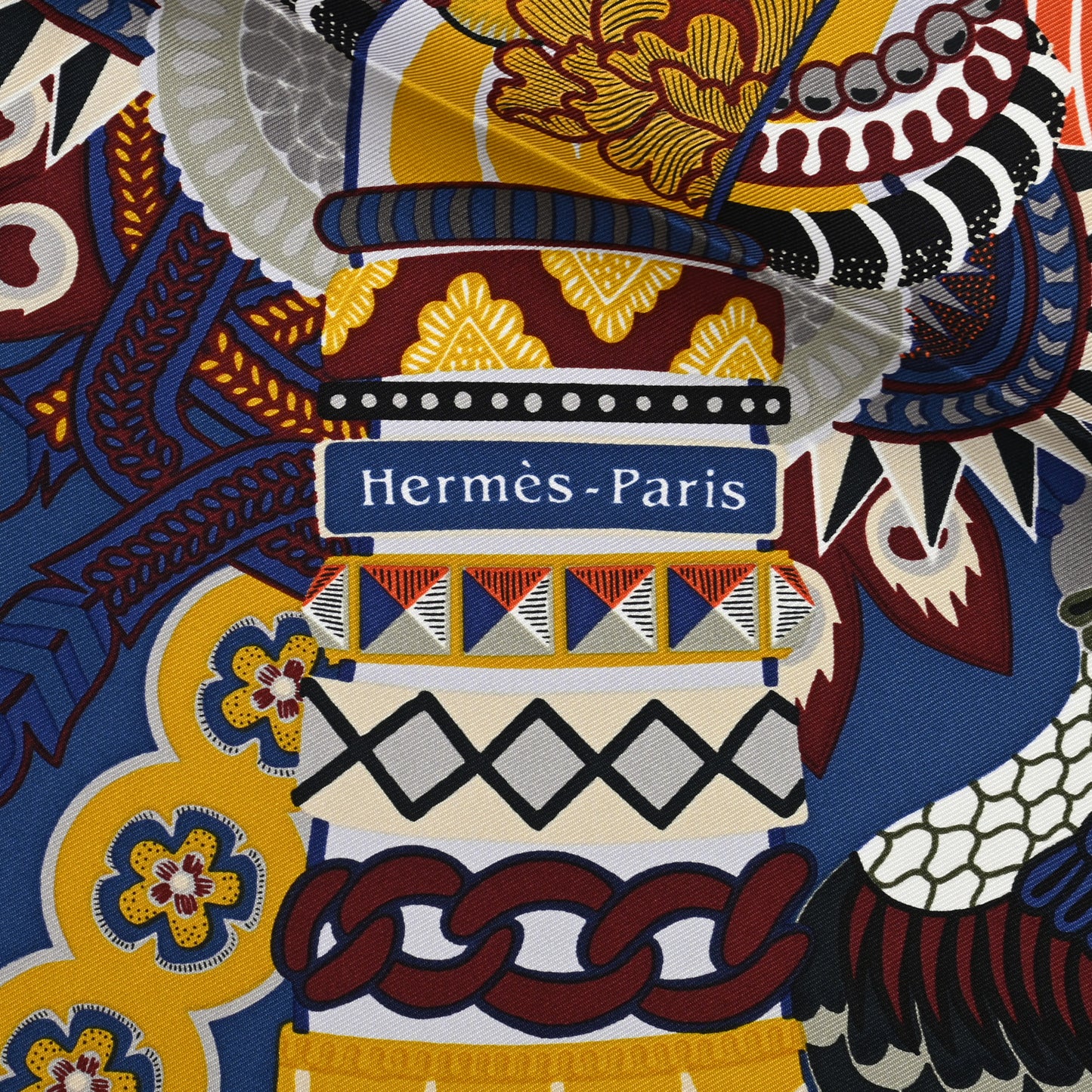 Silk Twill Duo Cosmique Scarf 90 Bleu Moyen Vert Ocre