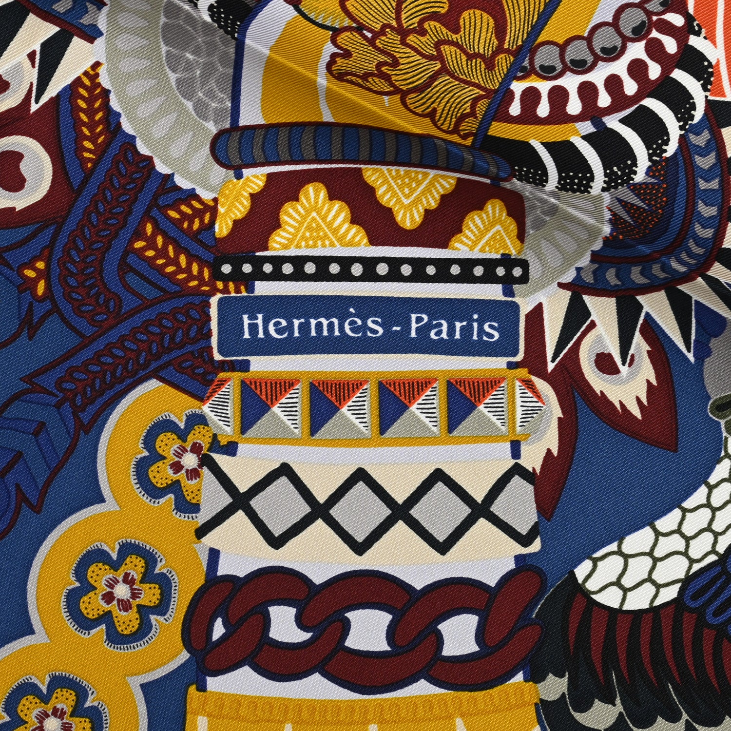 Hermes Silk Twill Duo Cosmique Scarf 90 Bleu Moyen Vert Ocre 2 of 5
