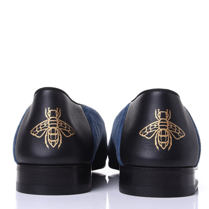 Gucci X MLB Velvet NY Yankees Embroidered Mens Loafers 8 Zaffre Black 6 of 10