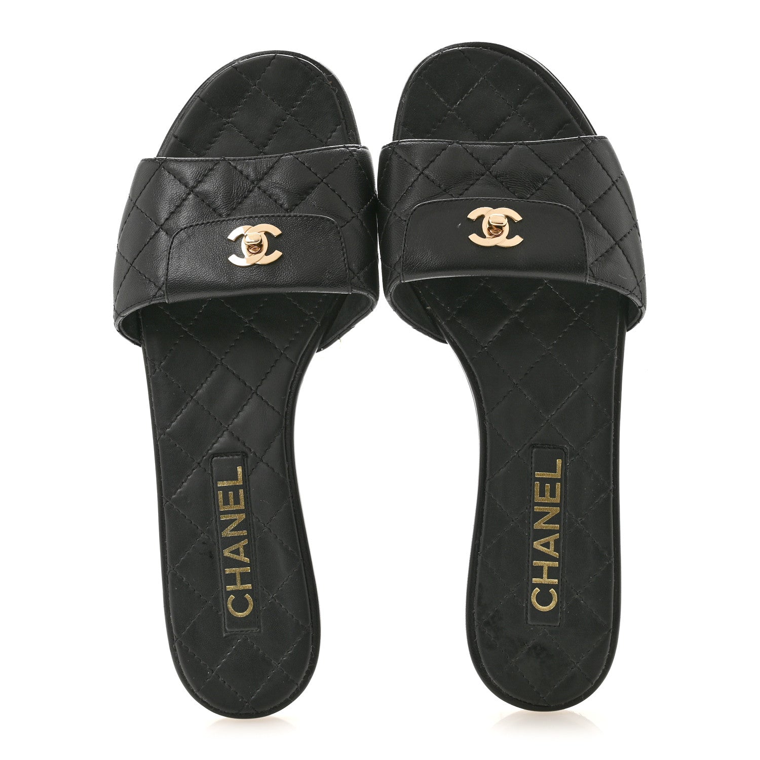 Chanel Lambskin Quilted CC Turnlock Sandals 39 Black 2 of 9