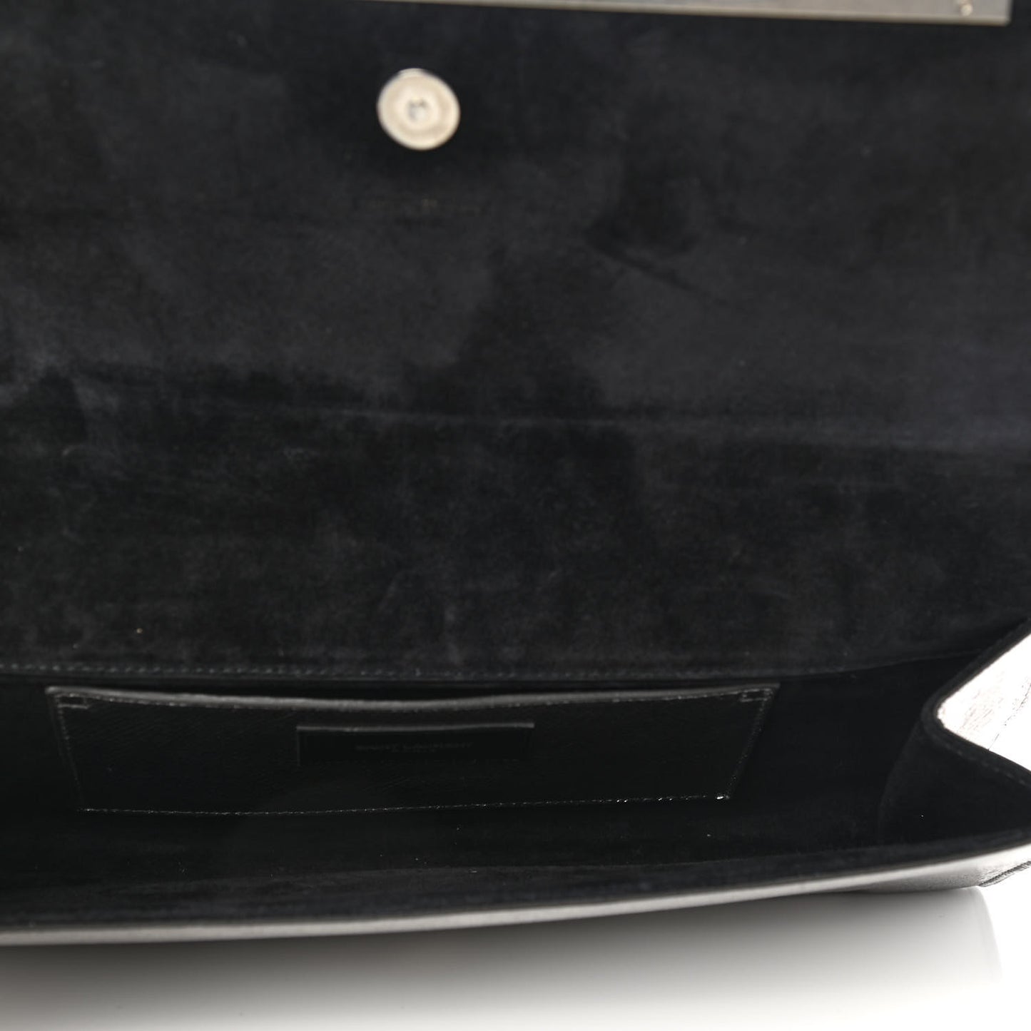 Metallic Calfskin Lizard Printed Lutetia Flap Clutch Silver