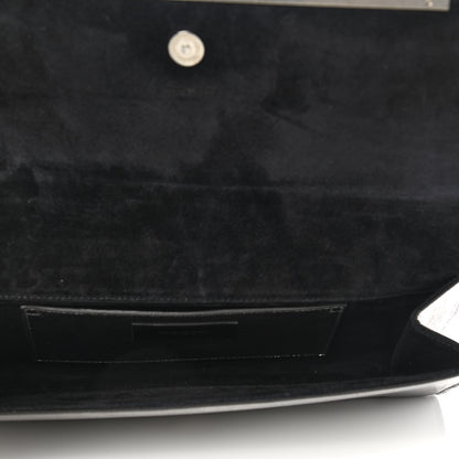 Saint Laurent Metallic Calfskin Lizard Printed Lutetia Flap Clutch Silver 5 of 9