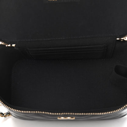 Chanel Lambskin Quilted Small Top Handle Vanity Case With Chain Black 5 of 10