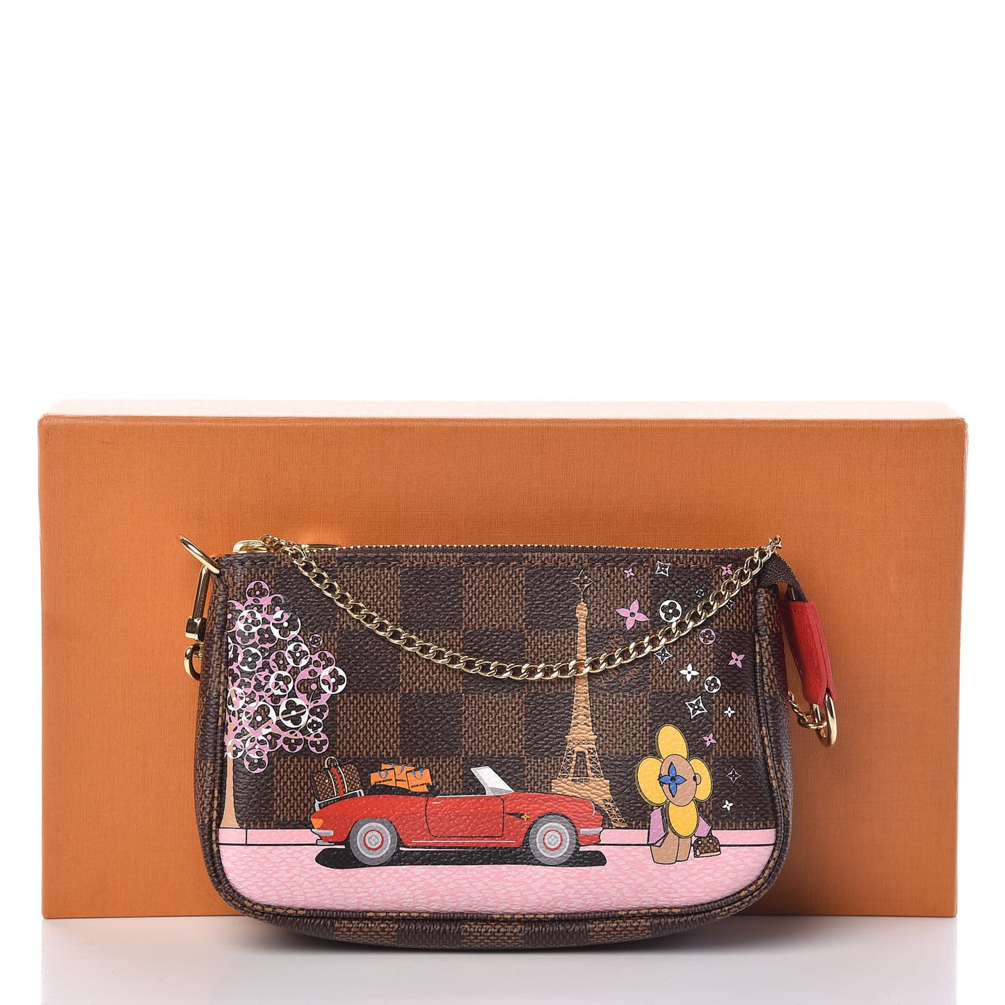 Damier Ebene 2019 Christmas Animation Mini Pochette Accessories Red