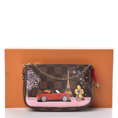 Louis Vuitton Damier Ebene 2019 Christmas Animation Mini Pochette Accessories Red 8 of 8