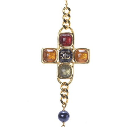 Chanel Resin Gripoix Poured Glass Pearl Necklace Gold Multicolor 3 of 9