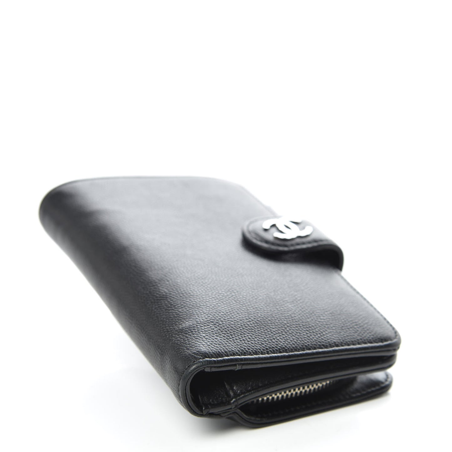 Caviar Sevruga Large Zip Pocket Wallet Black
