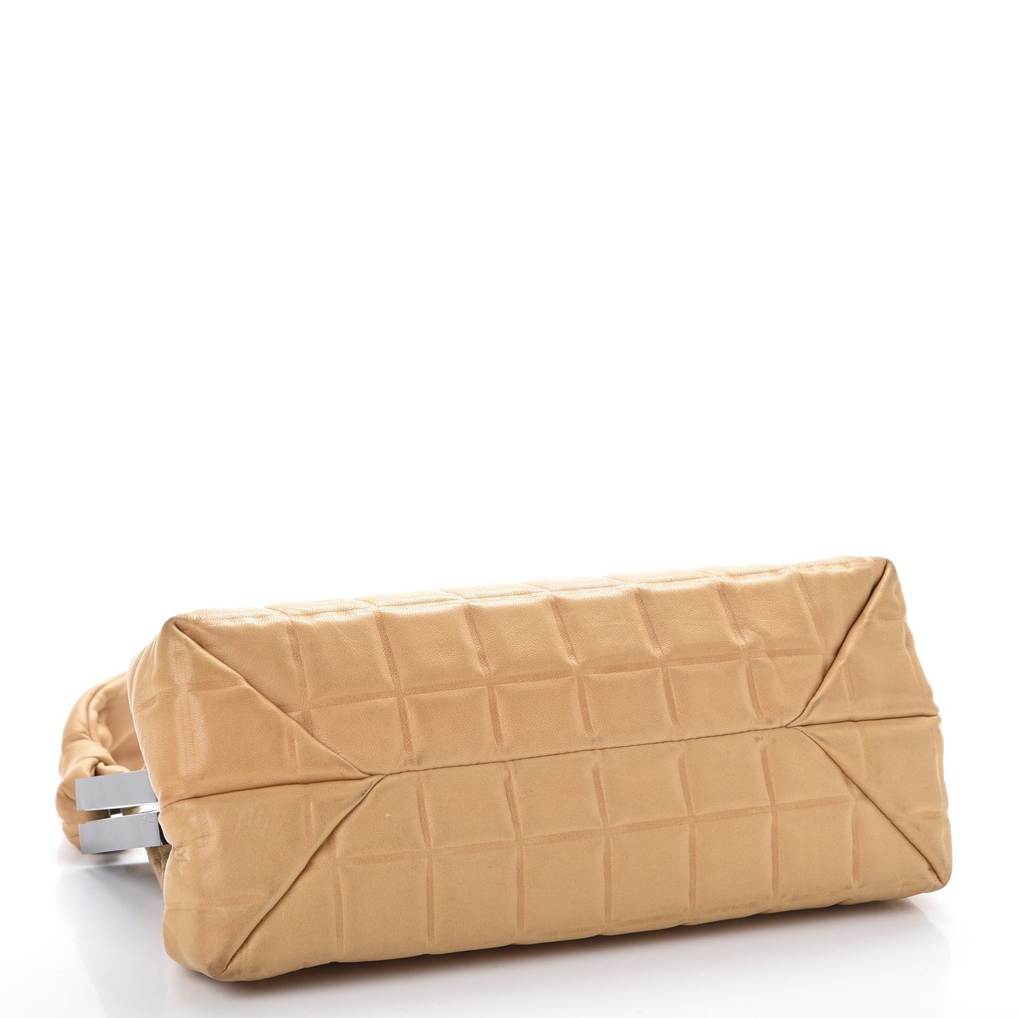Lambskin Chocolate Bar Quilted Frame Bag Beige Black