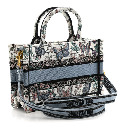 Christian Dior Canvas Embroidered Butterfly Mini Book Tote With Strap White Multicolor 3 of 15