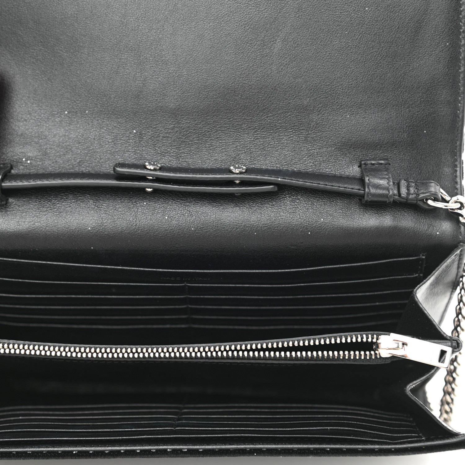 Saint Laurent Velvet Crystal Monogram Chain Wallet Black 5 of 10