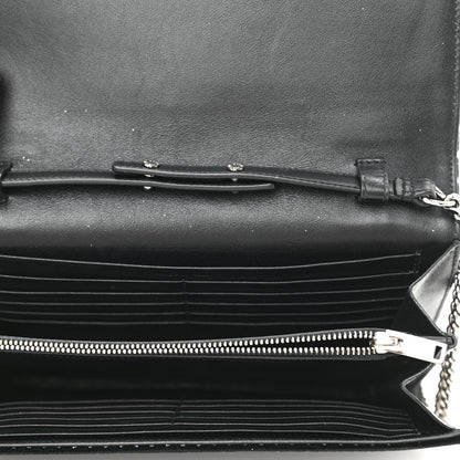 Saint Laurent Velvet Crystal Monogram Chain Wallet Black 5 of 10