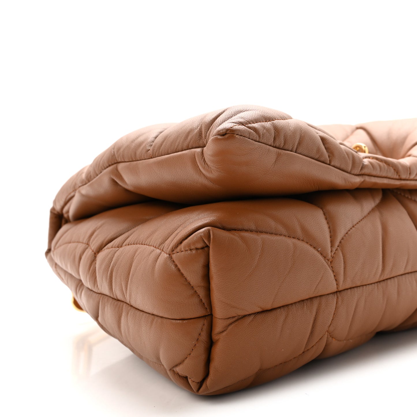 Nappa Pillow Quilted Little Softie Bag Tobacco Brown