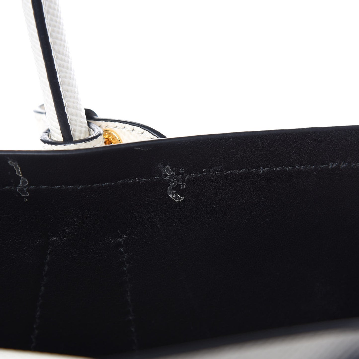 Saffiano Cuir Small Double Bag White Black