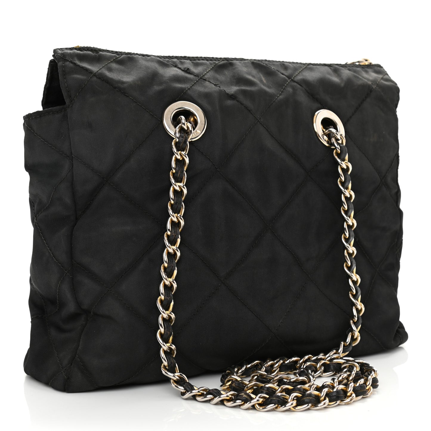 Nylon Tessuto Impuntu Quilted Shoulder Bag Black