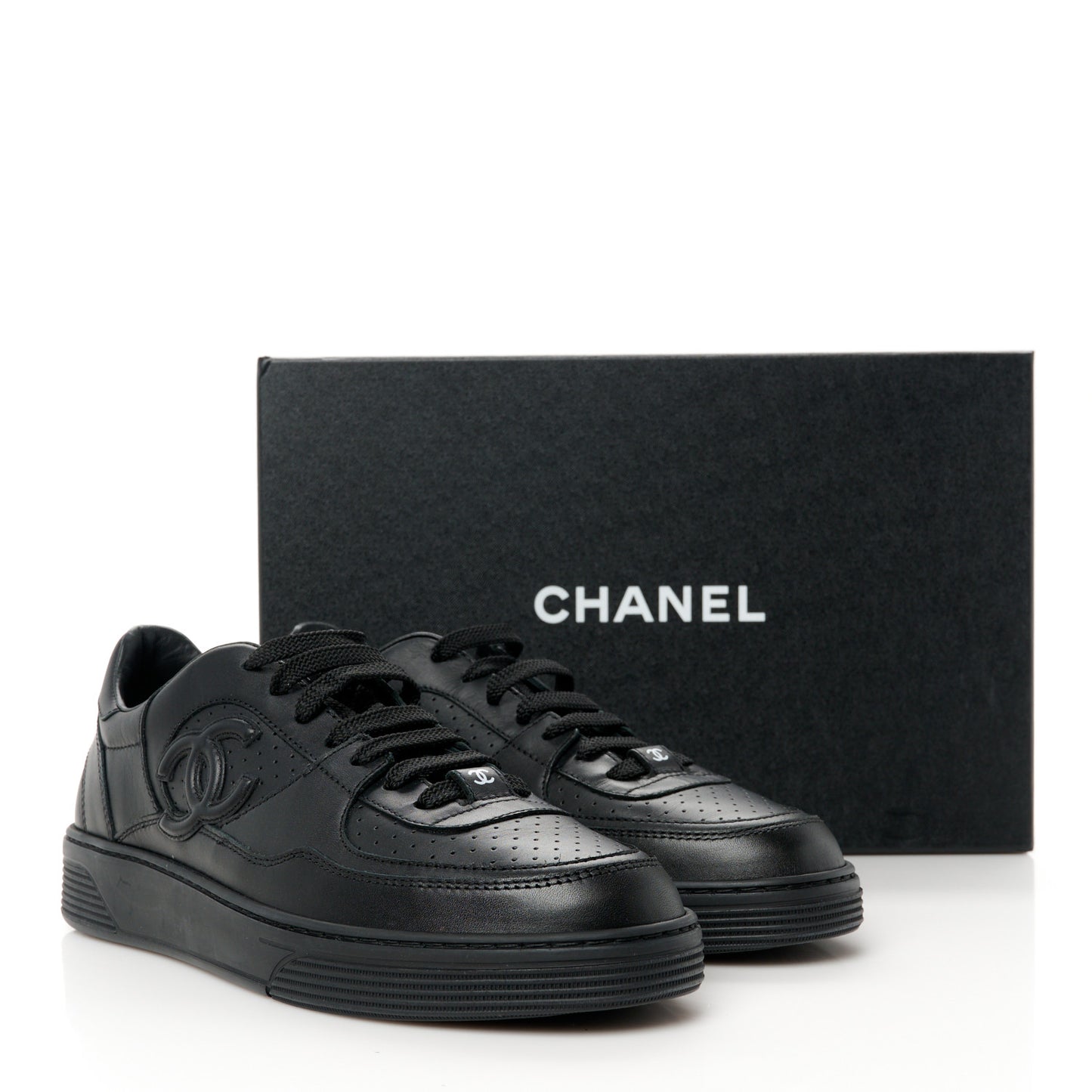 Calfskin CC Womens Sneakers 39 Black