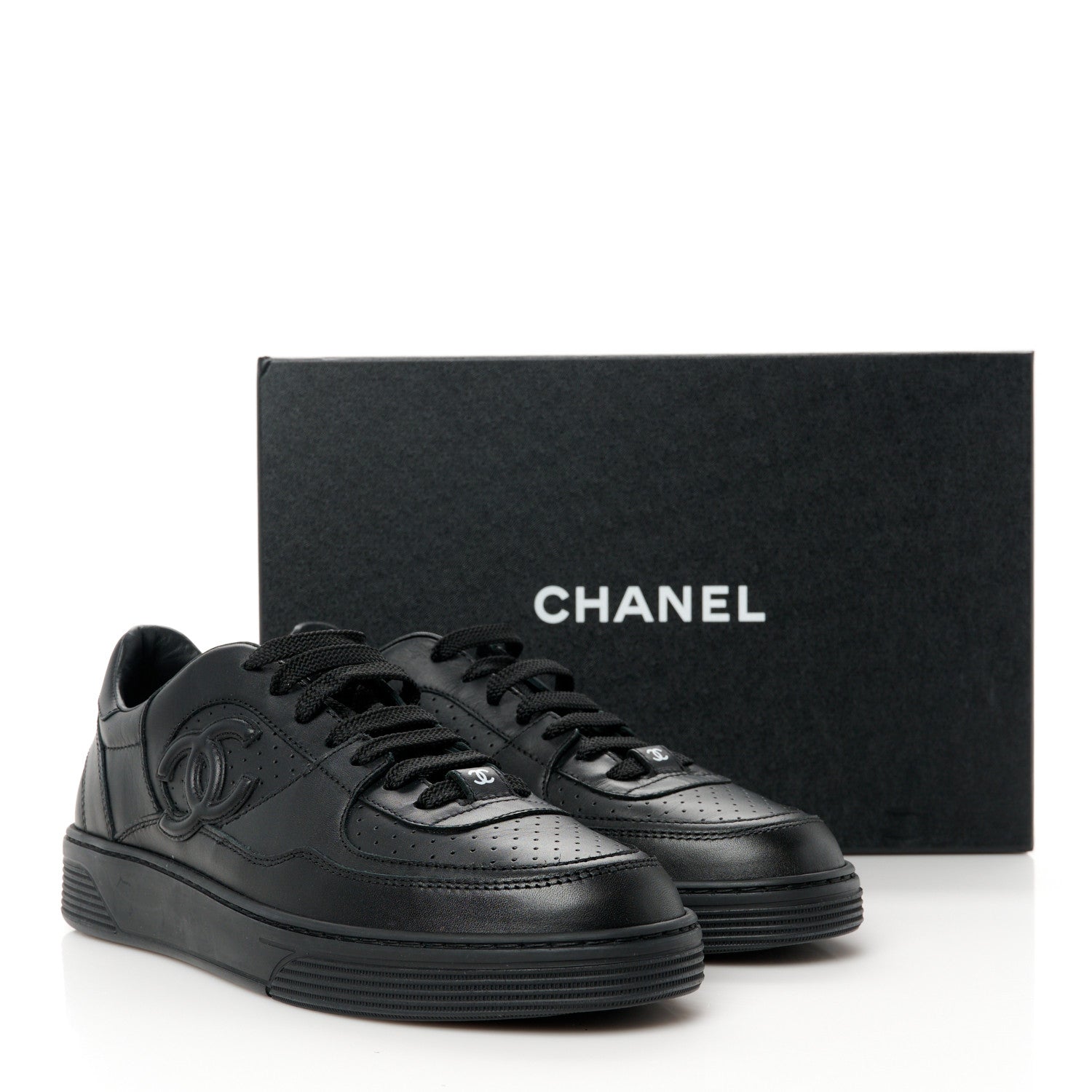 Chanel Calfskin CC Womens Sneakers 39 Black 9 of 9