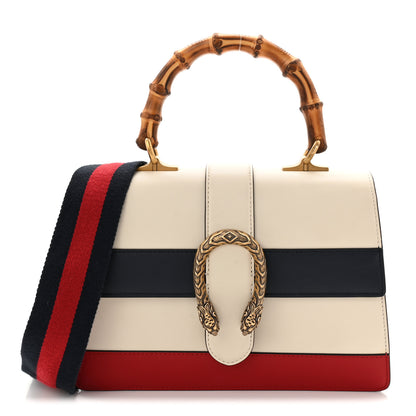 Gucci Calfskin Bamboo Web Medium Dionysus Top Handle Bag White Blue Hibiscus Red 1 of 10