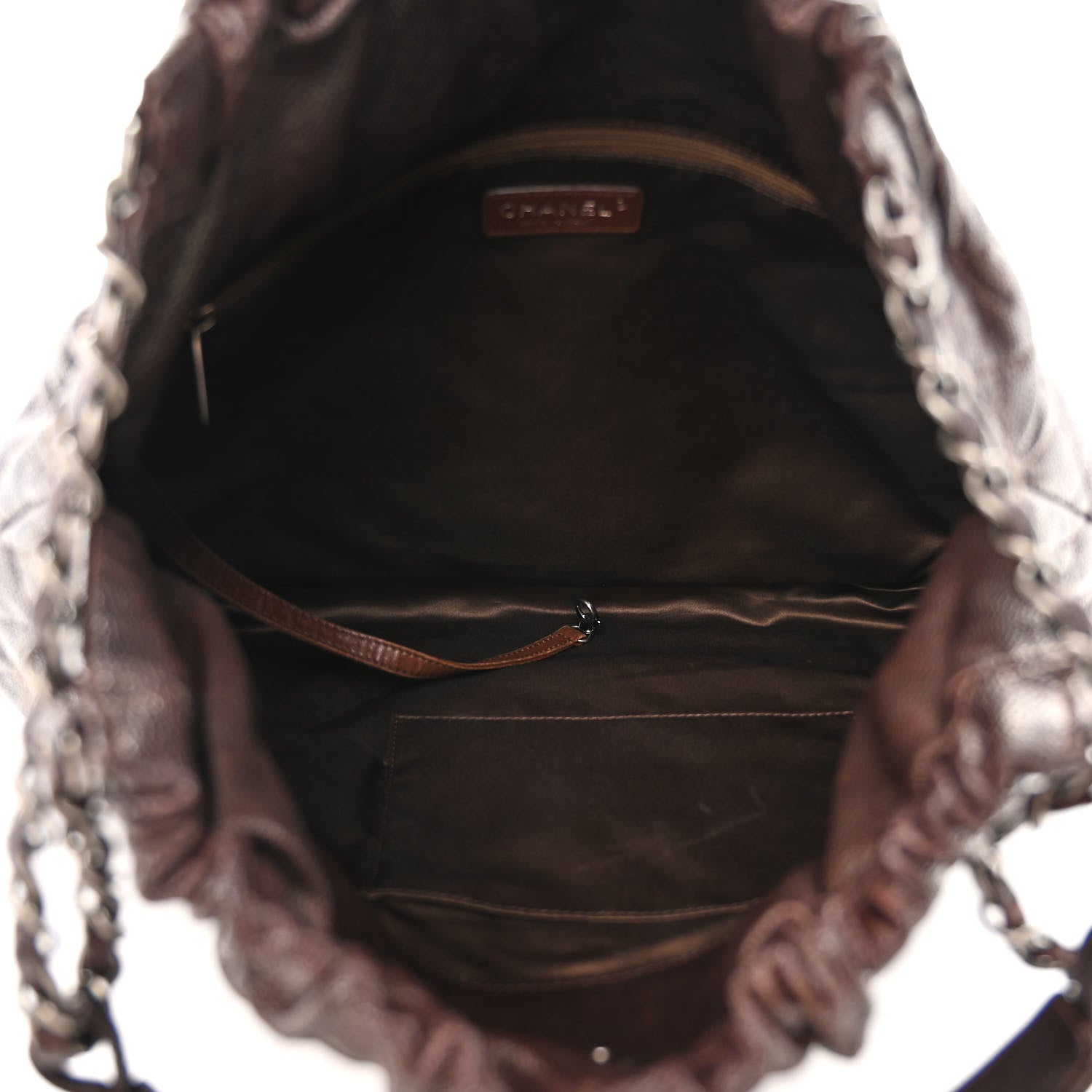 Chanel Distressed Glazed Caviar Quilted Large Elastic Tote Dark Brown 5 of 14