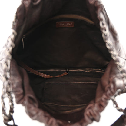 Chanel Distressed Glazed Caviar Quilted Large Elastic Tote Dark Brown 5 of 14