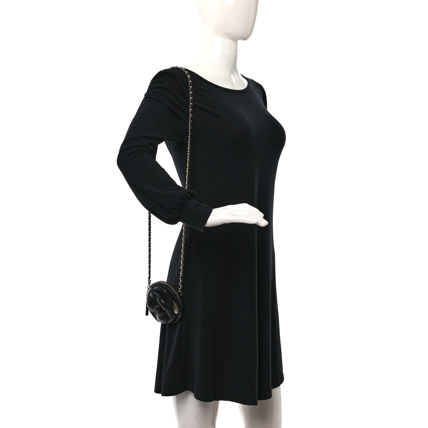 Lambskin Mini Camellia Bouquet Clutch With Chain Black