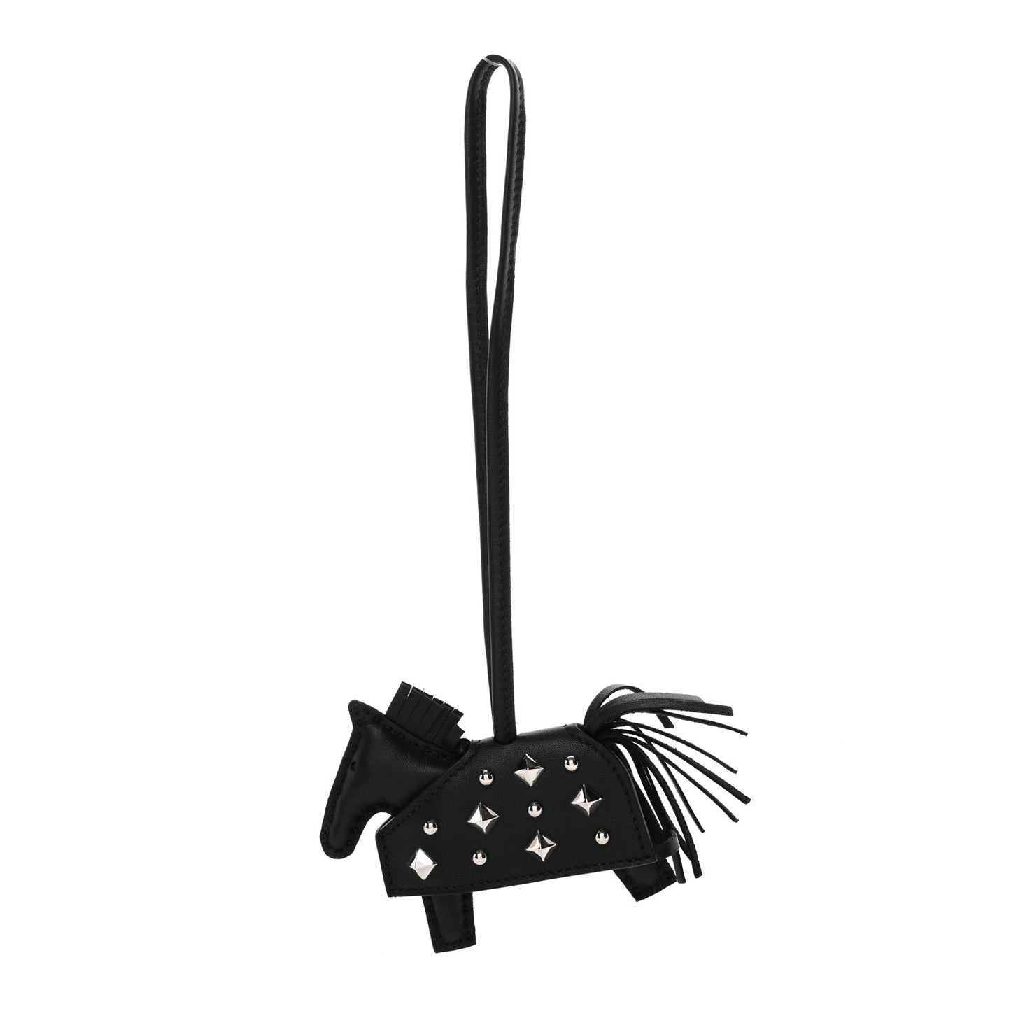 Milo Lambskin Studded Grigri Rodeo Robeo Rock Horse Bag Charm PM Black
