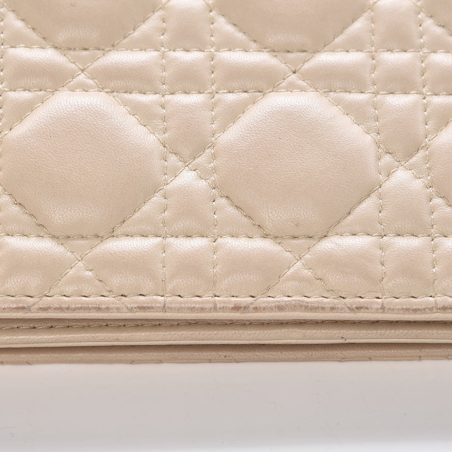 Lambskin Cannage Lady Dior Convertible Clutch Ivory